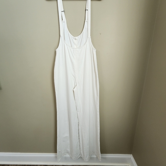 Amuse Society Size S White Button-Down Sleeveless Wide Leg 100% Cotton Overall - Picture 2 of 9